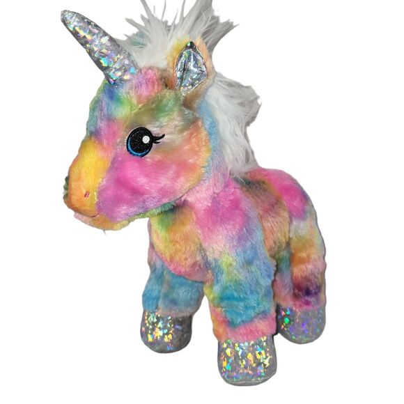 Build a Bear Workshop Rainbow Unicorn Plush Tie-Dye BAB Holographic 2021 12" - Picture 1 of 13